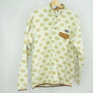 H321 Patagonia Synchilla T-Snap Polka Dots Sweater Jacket Cream/White Size Large